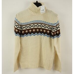 New $265 NN07 Stein Wool Fair Isle Turtleneck Sweater Men's Small Chunky Knit